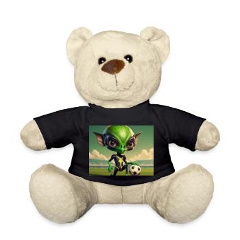 cute little green retro vintage alien everyday - Teddy Bear - black - Front