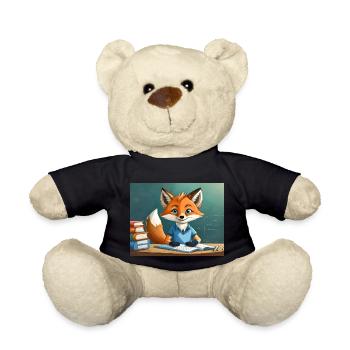 mignon petit renard démon de la vie quotidienne - est en train de lire - Nounours - noir - Devant