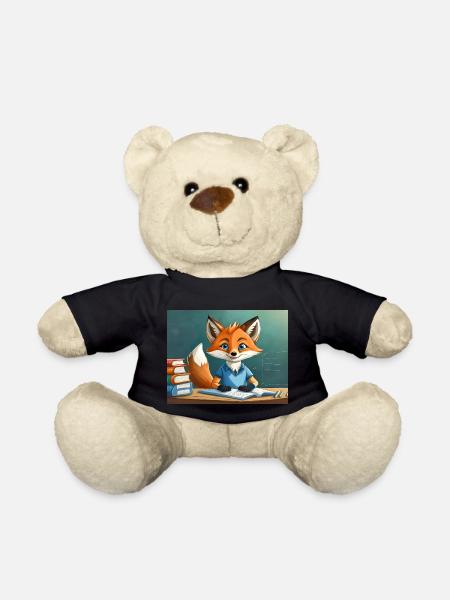 Niedlicher kleiner Teufel Fuchs Alltag – liest - Teddy - Schwarz