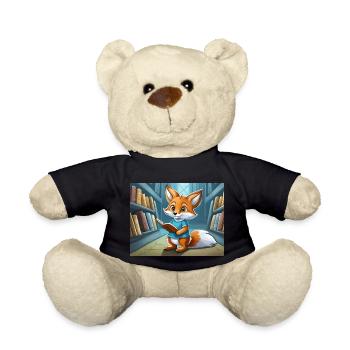 mignon petit renard démon de la vie quotidienne - est en train de lire - Nounours - noir - Devant