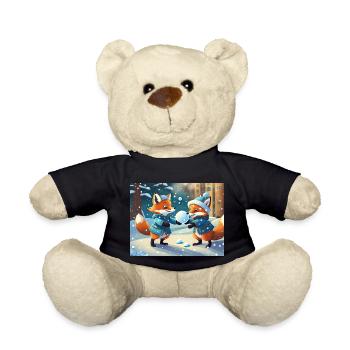cute little fiend fox everyday life – playing snow - Teddy Bear - black - Front