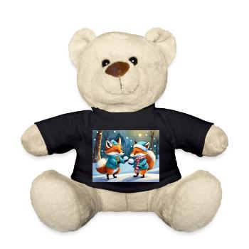 cute little fiend fox everyday life – playing snow - Teddy Bear - black - Front