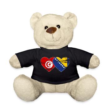 Tunisie Bosnie drapeau coeur utilisé - Nounours - noir - Devant