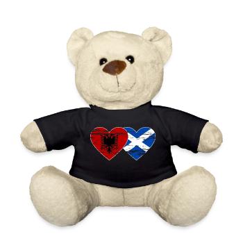 Albania Scotland flag heart used - Teddy Bear - black - Front