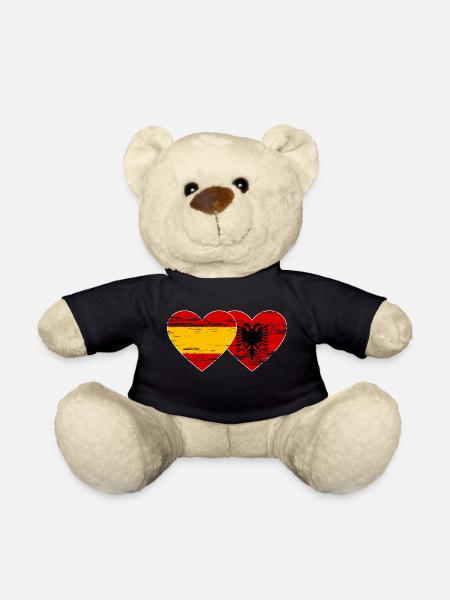 Spanien Albanien Flagge Herz used - Teddy - Schwarz