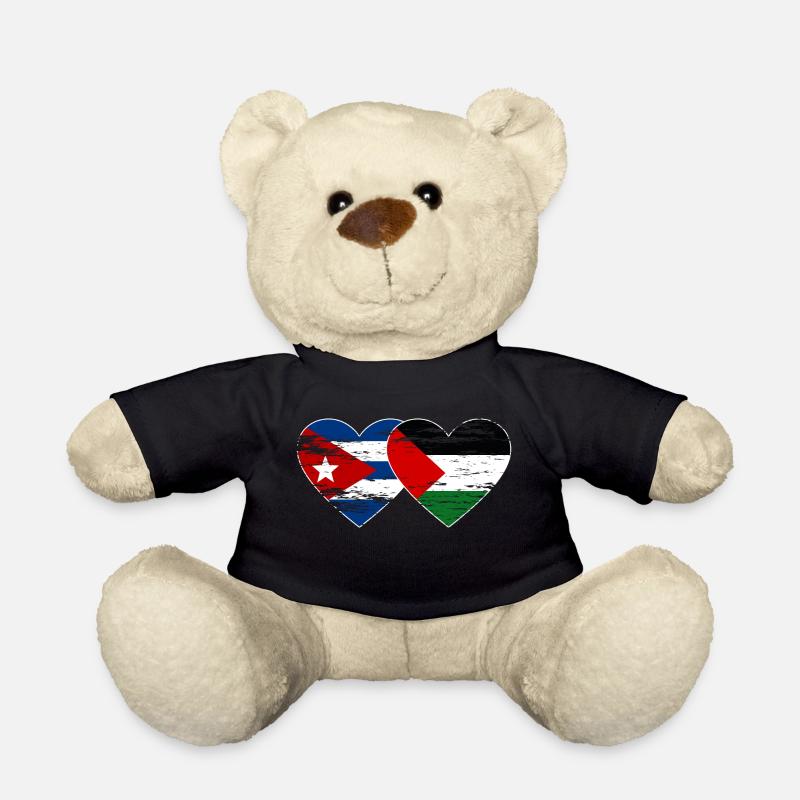 Cuba Palestine drapeau coeur utilisé - Nounours - noir