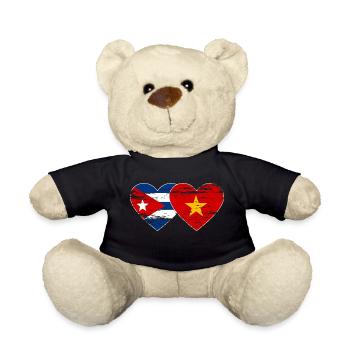 Kuba Vietnam Flagge Herz used - Teddy - Schwarz - Vorne
