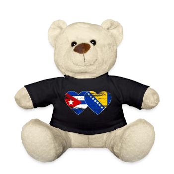 Kuba Bosnien Flagge Herz used - Teddy - Schwarz - Vorne