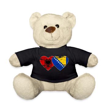 Albanie Bosnie drapeau coeur utilisé - Nounours - noir - Devant