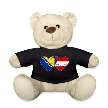 Bosnia Austria Flag Heart used - Teddy Bear - black - Front