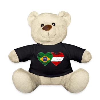Brazil Austria Flag Heart Used - Teddy Bear - black - Front