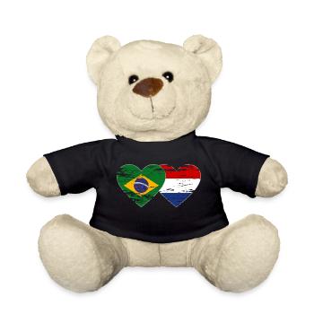 Brazil Holland Flag Heart Used - Teddy Bear - black - Front