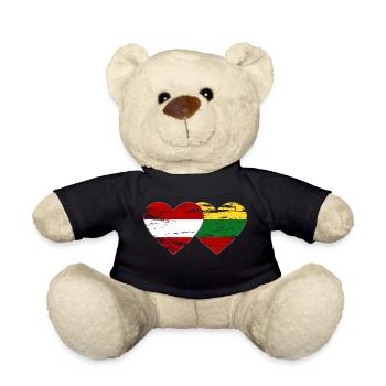 Autriche Lituanie Drapeau Coeur Utilisé - Nounours - noir - Devant