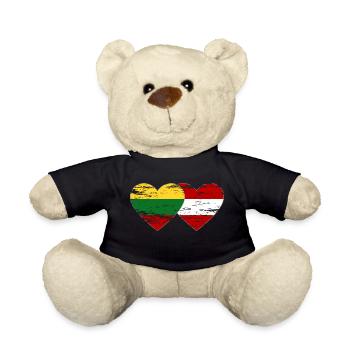 Lithuania Austria Flag Heart Used - Teddy Bear - black - Front