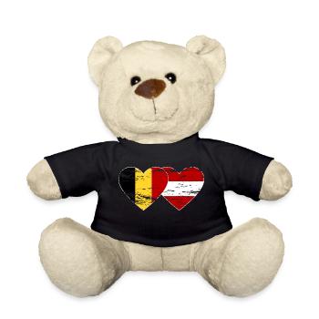 Belgium Austria Flag Heart Used - Teddy Bear - black - Front
