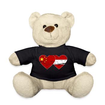 China Austria Flag Heart Used - Teddy Bear - black - Front