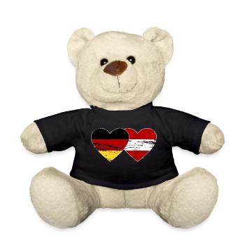 Germany Austria Flag Heart Used - Teddy Bear - black - Front