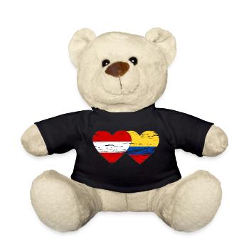 Austria Colombia Flag Heart Used - Teddy Bear - black - Front