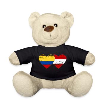 Colombia Austria Flag Heart Used - Teddy Bear - black - Front