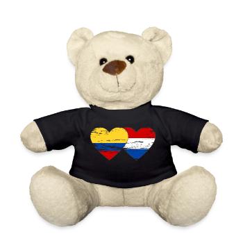 Colombia Holland Flag Heart Used - Teddy Bear - black - Front