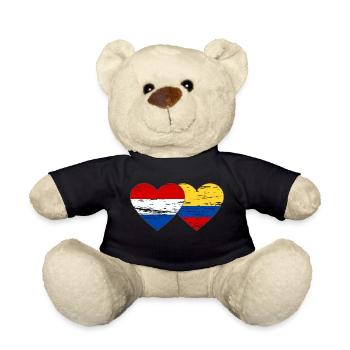 Colombia Holland Flag Heart Used - Teddy Bear - black - Front