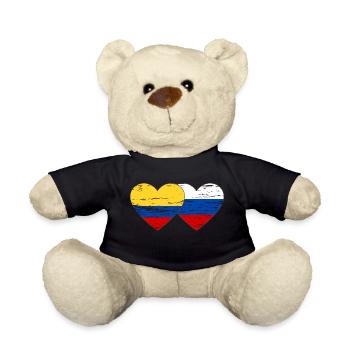 Colombia Russia Flag Heart Used - Teddy Bear - black - Front