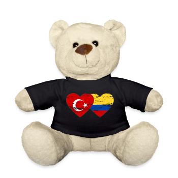 Turquie Colombie Drapeau Coeur Utilisé - Nounours - noir - Devant