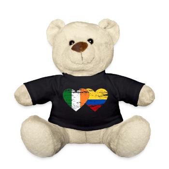 Ireland Colombia flag heart used - Teddy Bear - black - Front