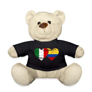 Italy Colombia Flag Heart Used - Teddy Bear - black - Front