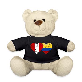 Peru Colombia flag heart used - Teddy Bear - black - Front