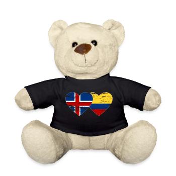 Iceland Colombia flag heart used - Teddy Bear - black - Front