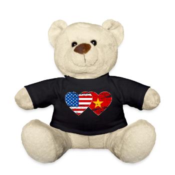 USA Vietnam Flagge Herz used - Teddy - Schwarz - Vorne