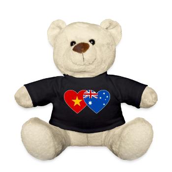 Vietnam Australien Flagge Herz - Teddy - Schwarz - Vorne