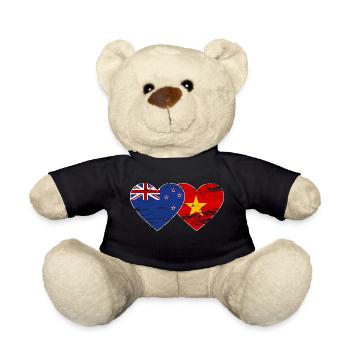 Neuseeland Vietnam Flagge Herz used - Teddy - Schwarz - Vorne