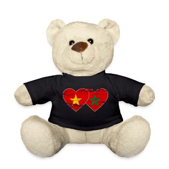 Vietnam Morocco flag heart used - Teddy Bear - black - Front