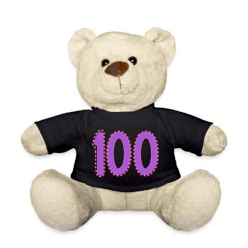 100. 100 JAHRE. 100-JÄHRIGES JUBILÄUM. GEBURTSTAG 100 - Teddy - Schwarz - Vorne