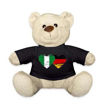 Drapeau Nigeria Allemagne coeur utilisé - Nounours - noir - Devant