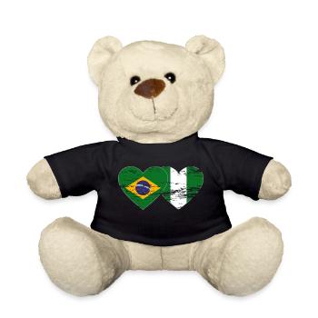Drapeau du Brésil et du Nigeria coeur utilisé - Nounours - noir - Devant