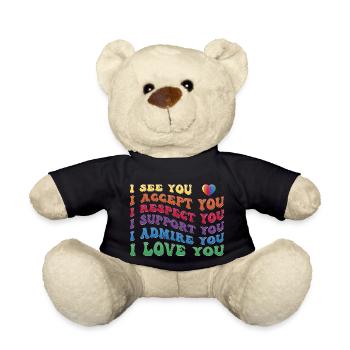 Pride - Accept Respect Support Admire Love You - Teddy Bear - black - Front