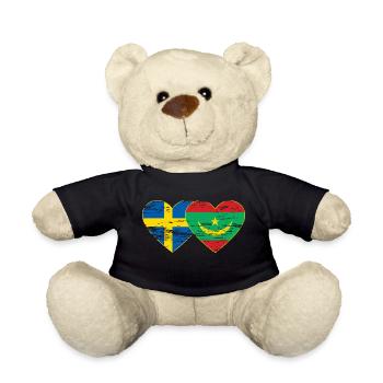 Sweden Mauritania Flag Heart Used - Teddy Bear - black - Front