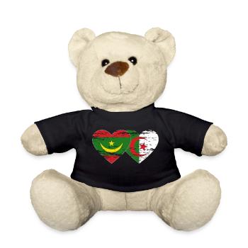 Algérie Mauritanie Drapeau Coeur utilisé - Nounours - noir - Devant
