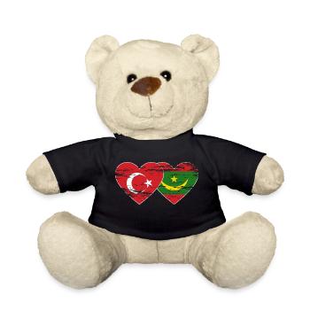 Turkey Mauritania Flag Heart used - Teddy Bear - black - Front