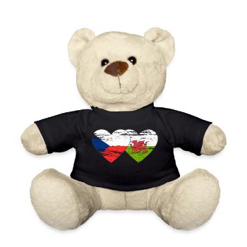 République tchèque Pays de Galles Drapeau Coeur utilisé - Nounours - noir - Devant