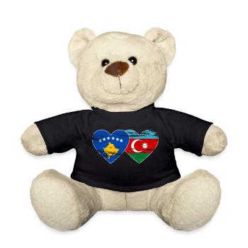 Kosovo Aserbaidschan Flagge Herz used - Teddy - Schwarz - Vorne