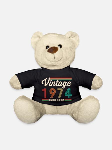 Vintage 1974 Humor Retro Anniversary Gift - Teddy Bear - black