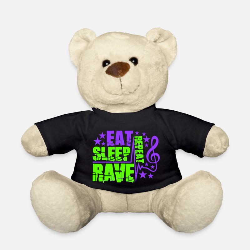 Manger dormir rave répéter nourriture sommeil corbeau disant - Nounours - noir