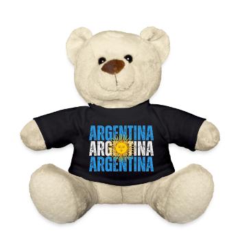 Flagge von Argentinien, Argentinischer Stolz - Teddy - Schwarz - Vorne