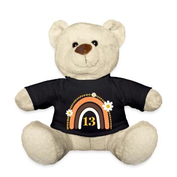 13th Birthday Rainbow Yellow - Teddy Bear - black - Front