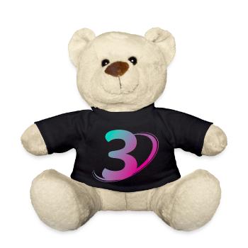 Number 3 multicolor - Teddy Bear - black - Front