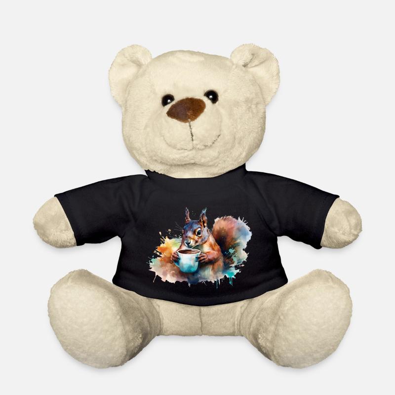 Écureuil buvant une tasse de café - Nounours - noir